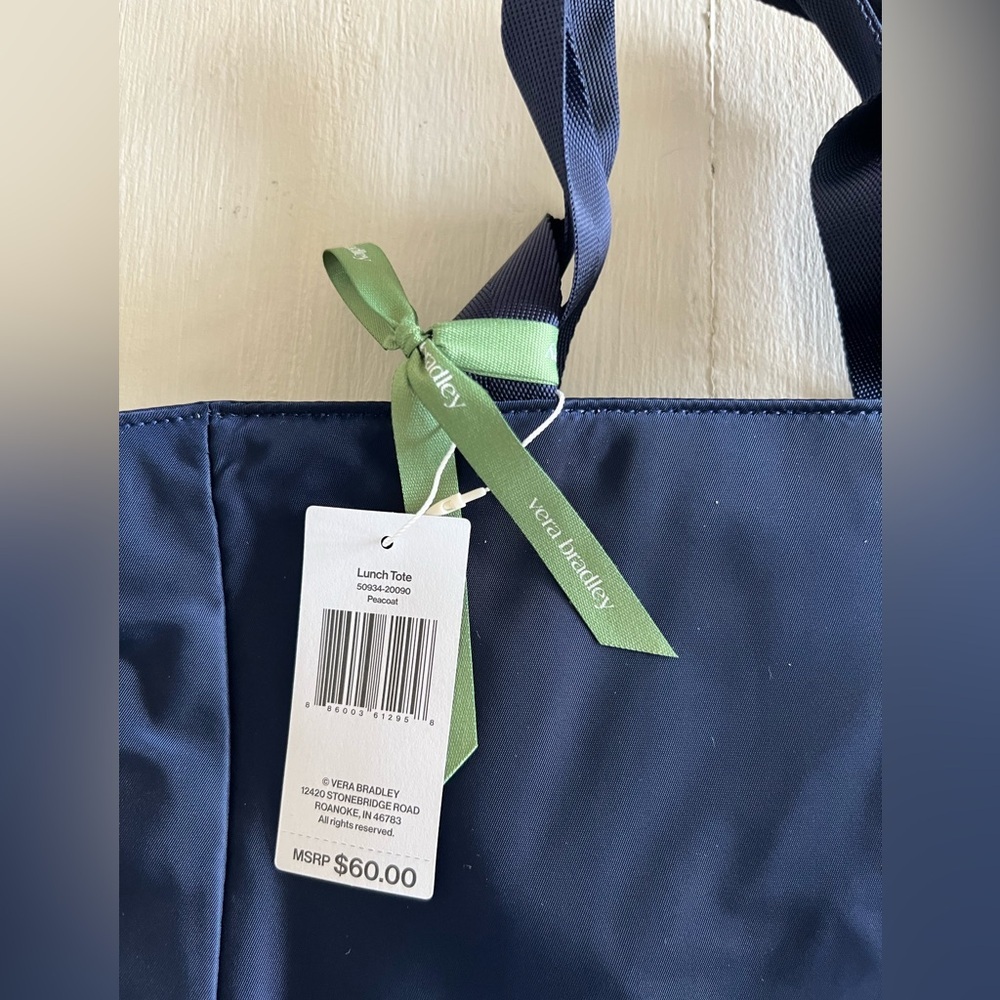NWT: Vera Bradley: Nylon Navy Lunch insulated Tote Bag - Peacoat - Picture 6 of 11